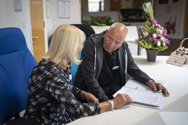 Two Hospice volunteers at the In patient unit reception
