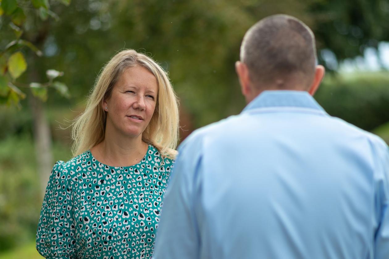 Family member talking with Hospice staff