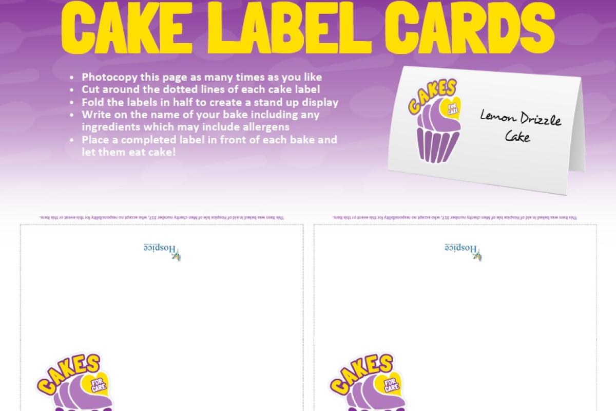 Cakes for Care Cake Label Cards