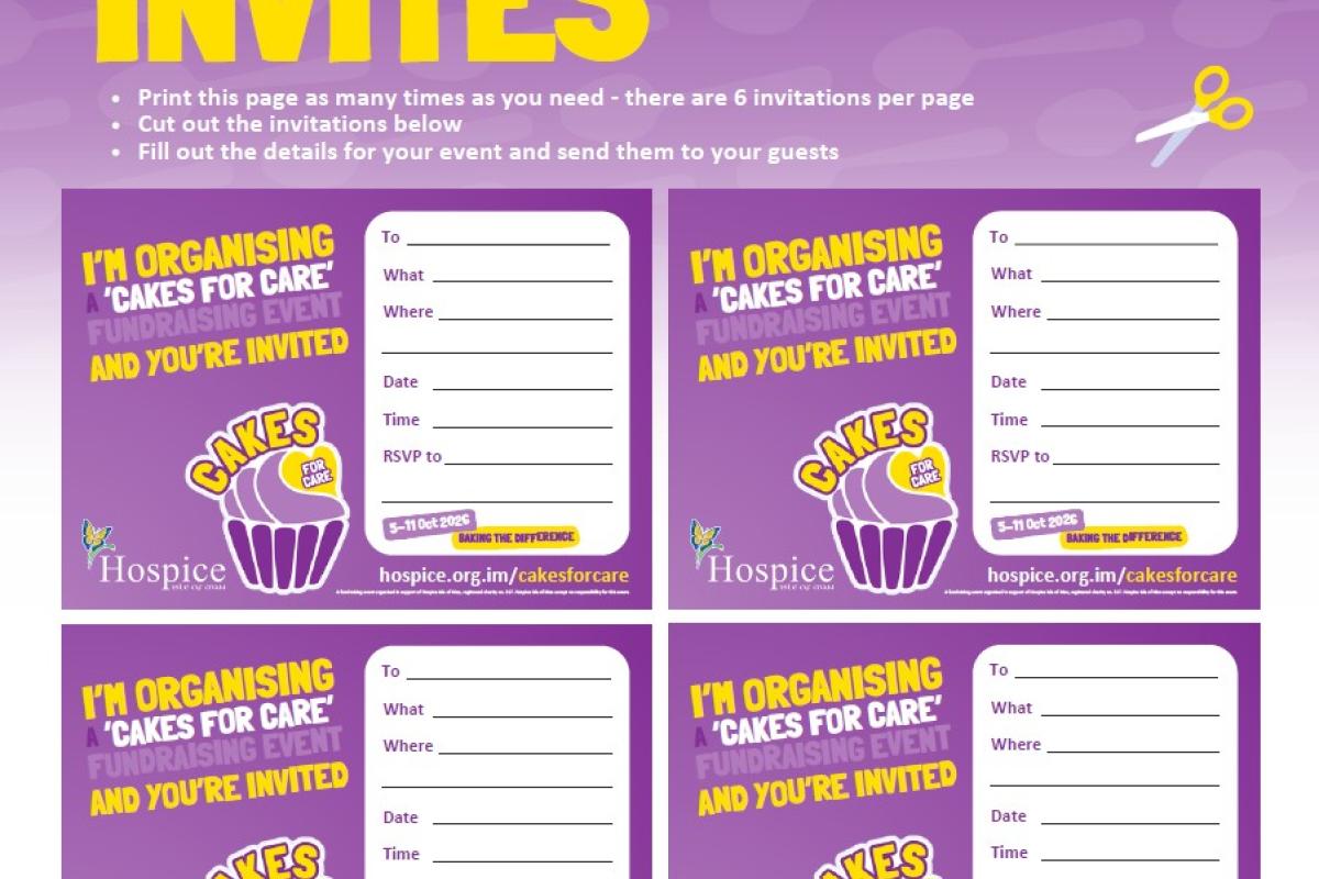 Cakes for Care invites
