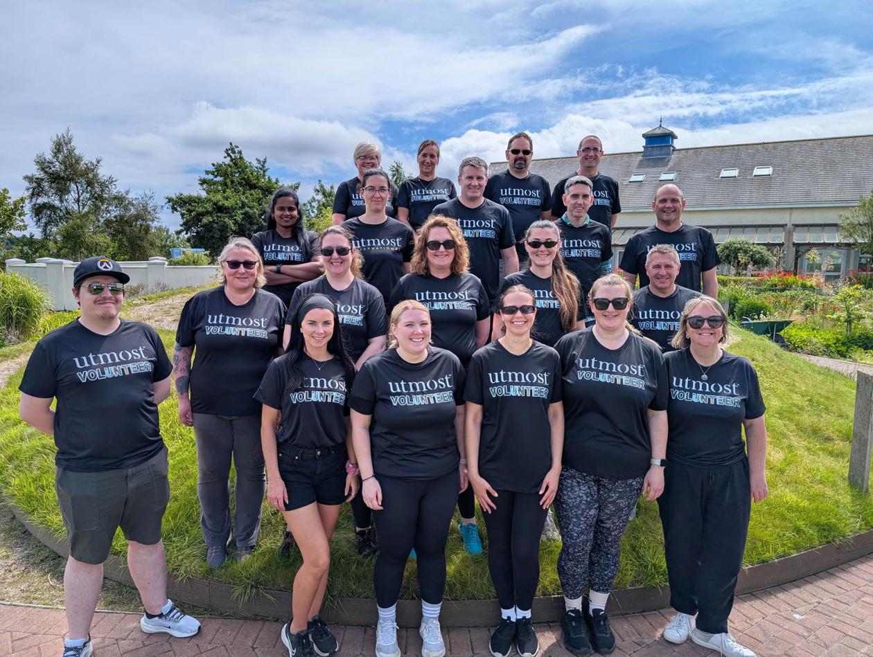 Group of corporate volunteers in the Hospice Gardens